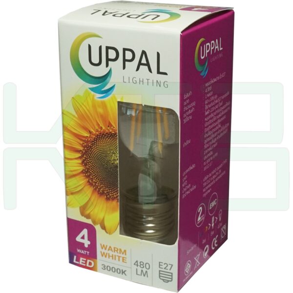 หลอดไฟ LED E27 4W แสงวอร์มไวท์ UPPAL (A-14)