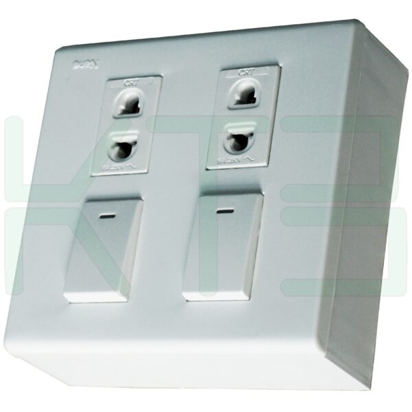 บล็อกลอย ขนาด 4x4 นิ้ว พร้อม ปลั๊ก 2 ตัว สวิตช์ 2 ตัว (G-13)