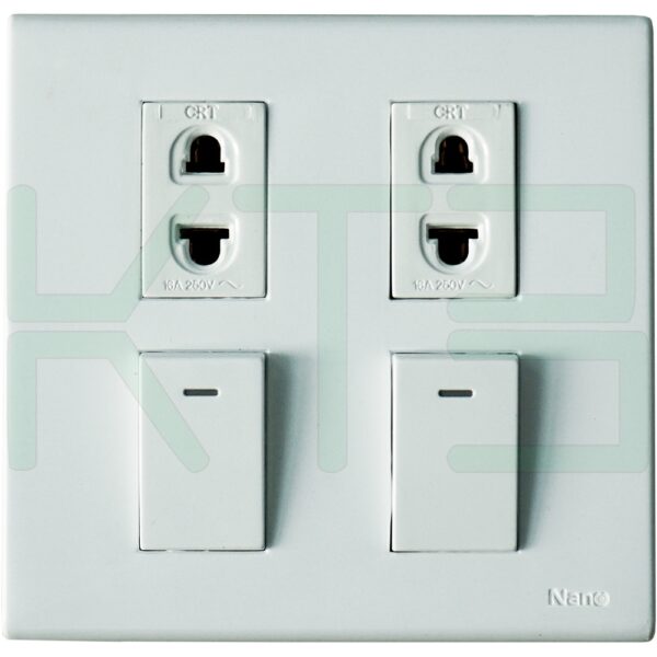 บล็อกลอย ขนาด 4x4 นิ้ว พร้อม ปลั๊ก 2 ตัว สวิตช์ 2 ตัว (G-13)