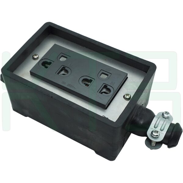 บล็อกยาง ขนาด 2x4 นิ้ว พร้อม ปลั๊กกราวด์คู่ สีดำ 1 ตัว (G-43)