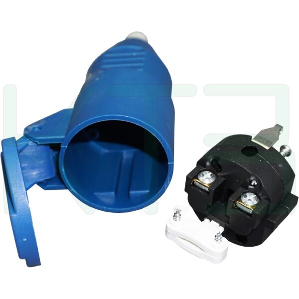 S-47-2 (Copy) ปลั๊ก เยอรมัน พาวเวอร์ ตัวเมีย เสียบขากลม สีน้ำเงิน (ST-720) (S-47)
