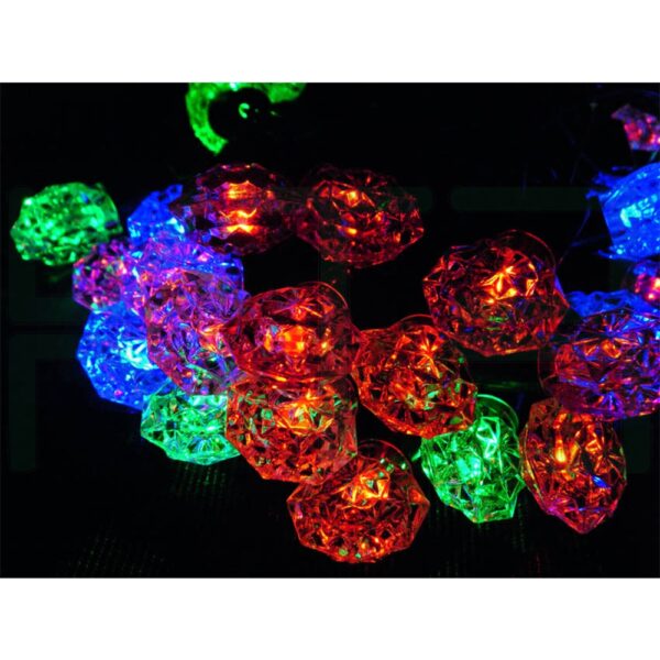 ไฟกระพริบ รูปพลอย 40 หัว สี RGB (ไฟประดับ ไฟตกแต่ง ไฟคริสต์มาส) (X-08)